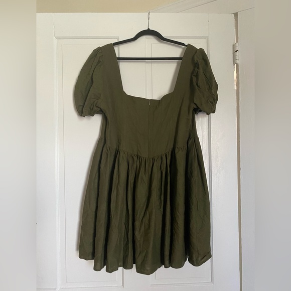 ASOS DESIGN Curve corset linen mini skater dress w/ puff sleeve US 18/UK 22 - Picture 5 of 8